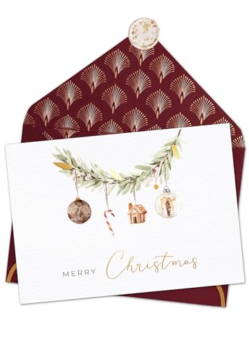 Joli Coon Weihnachtskarte Merry Christmas mit Weihnachtskuvert und Wachssiegel - Karte Weihnachten von Joli Coon