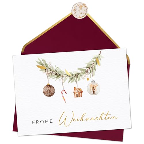 Joli Coon Weihnachtskarten 50 Stück mit Weihnachtskuvert und Wachssiegel - Weihnachtskarten mit Umschlag Set 50 Stück von Joli Coon