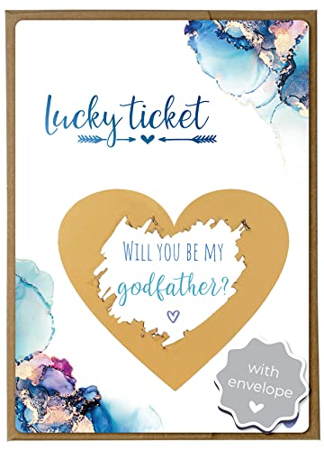 JoliCoon Rubbelkarte mit Aufschrift "Will you be my godfather - Godfather Antragskarte mit Umschlag - Dream von Joli Coon