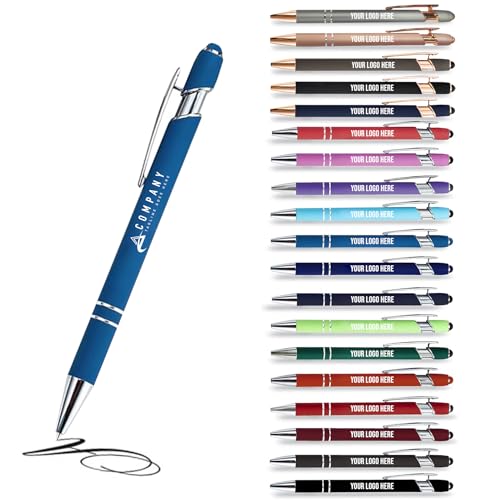 Jolis Papiers Kugelschreiber 2 in 1 Personalisiert mit Ihrem Logo, Werbe-Kugelschreiber (18 Farben erhältlich) (50er-Set, Hellblau) von Jolis Papiers