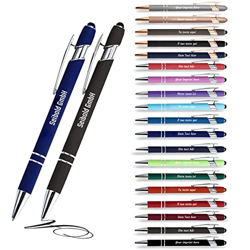 Jolis Papiers Kugelschreiber mit gravur 2-in-1-Stift mit Ihrem personalisierten Text im 12er-Set (Elektrisches Blau/Grau, 12) von Jolis Papiers
