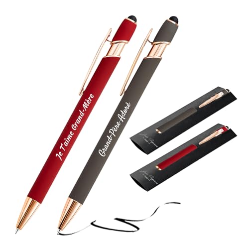 Jolis Papiers Personalisierbarer 2-in-1-Stift zum Verschenken, Geschenk für Valentinstag, Geburtstag, Hochzeit, Weihnachten, personalisierbarer Stift (Bordeaux Kupfer/Grau Kupfer, 2) von Jolis Papiers