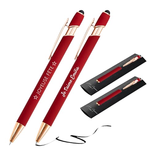 Jolis Papiers Personalisierbarer 2-in-1-Stift zum Verschenken, Geschenk für Valentinstag, Geburtstag, Hochzeit, Weihnachten, personalisierbarer Stift (Bordeaux Kupfer-Edition, 2) von Jolis Papiers
