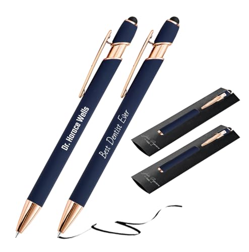 Jolis Papiers Personalisierbarer 2-in-1-Stift zum Verschenken, Geschenk für Valentinstag, Geburtstag, Hochzeit, Weihnachten, personalisierbarer Stift (Marineblau Kupfer-Edition, 2) von Jolis Papiers