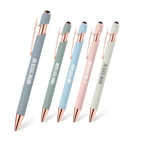 Jolis Papiers Personalisierter 2-in-1-Stift mit Eingabestift für Telefon. Tablets. Französische Marke. Schwarze Tinte. Pastellfarben (Kupfer. Kieselgrau. 1) von Jolis Papiers