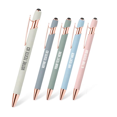 Jolis Papiers Personalisierter 2-in-1-Stift mit Eingabestift für Telefon. Tablets. Französische Marke. Schwarze Tinte. Pastellfarben (Kupfer. Kreide. 1) von Jolis Papiers