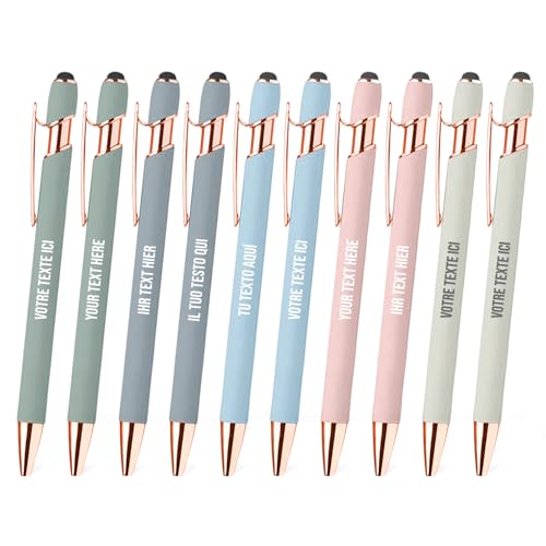 Jolis Papiers Personalisierter 2-in-1-Stift mit Eingabestift für Telefon. Tablets. Französische Marke. Schwarze Tinte. Pastellfarben (Multicolor Kupfer. 10) von Jolis Papiers