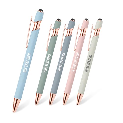 Jolis Papiers Personalisierter 2-in-1-Stift mit Eingabestift für Telefone. Tablets. Französische Marke. Schwarze Tinte. Pastellfarben (Kupfer. Alpinblau. 1) von Jolis Papiers