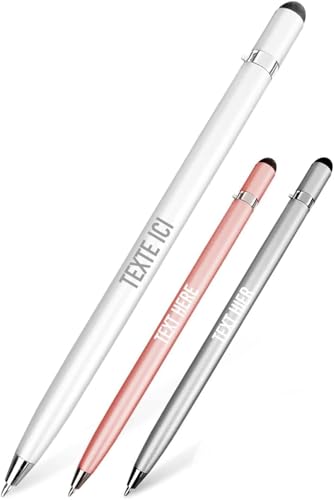 Jolis Papiers Pretty PenTouch 2-in-1 Design Custom Pen Papers mit Stift für Telefonbildschirme und Tablets. Französische Marke. Einziehbar. (Custom Weiß. 250) von Jolis Papiers