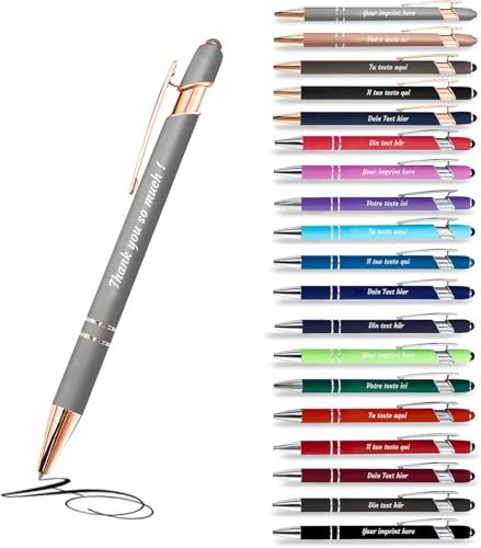 Jolis Papiers - x1 - Stift personalisiert 2 in 1 - Personalisiert Kugelschreiber mit Gravur I Rosegold-metall I in Geschenketui I Softtouch Feeling I schwarz schreiben I integrierter Stylus Jolis Papiers - x1 - Stift personalisiert 2 in 1 - Personalisiert Kugelschreiber mit Gravur I Rosegold-metall I in Geschenketui I Softtouch Feeling I schwarz schreiben I integrierter Stylus von Jolis Papiers