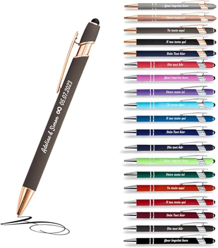 Jolis Papiers - x2 - Personalisierter Kugelschreiber mit Gravur I Rosegold-Metall I In Geschenketui I Softtouch-Feeling I Austauschbare Mine I Schreiben in Schwarz I integrierter Stylus Jolis Papiers - x2 - Personalisierter Kugelschreiber mit Gravur I Rosegold-Metall I In Geschenketui I Softtouch-Feeling I Austauschbare Mine I Schreiben in Schwarz I integrierter Stylus von Jolis Papiers
