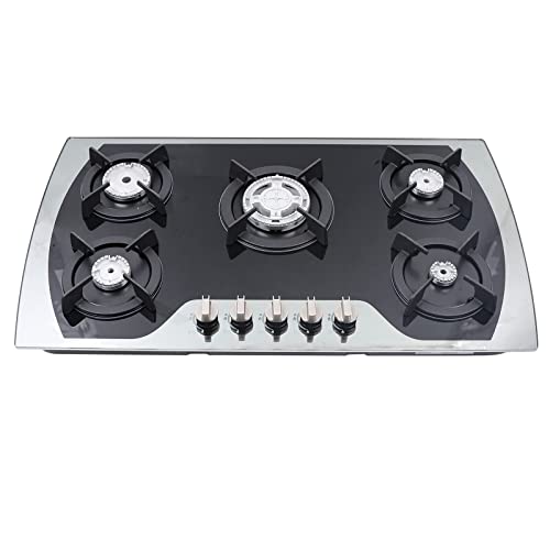 5-Flammen-Gaskochfeld, Gaskochfeld, Einbaukochfeld, Glasgaskochfeld, Erdgas-/Propangaskochfeld, Brenner, 90 cm, schwarz. 5-Flammen-Gaskochfeld, Gaskochfeld, Einbaukochfeld, Glasgaskochfeld, Erdgas-/Propangaskochfeld, Brenner, 90 cm, schwarz. von Jolre