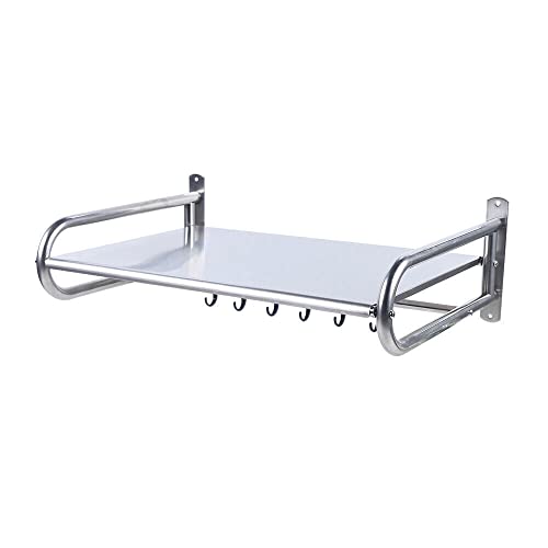 Mikrowellenregal, Edelstahl Mikrowellenregal, Mikrowellenregal für die Küche, Wandmontiertes Mikrowellenregal mit 6 Haken für die Küche zu Hause. von Jolre