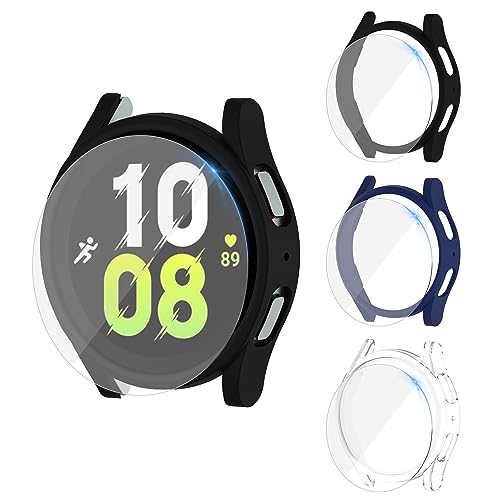 [3 + 3 Stück] Jomitvp Matte Hülle, kompatibel mit Jomitvp Watch 6, 44 mm, mit wasserdichter Displayschutzfolie aus gehärtetem Glas, vollständige Harte PC-Abdeckung für Jomitvp Watch 6 44 mm von Jomitvp