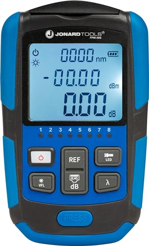 Jonard Tools FPM-50S Mini Optisches Leistungsmessgerät - 3-in-1 Werkzeug, OPM (-50 bis +26dBm), VFL, RJ45 Netzwerktester, 800-1650nm Bereich, FC & LC Adapter von Jonard Tools