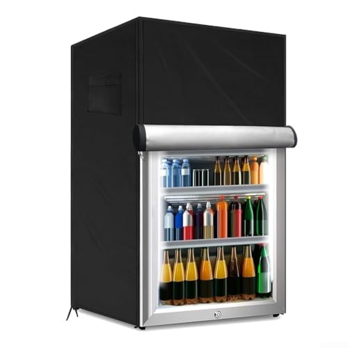 Jonikuper Outdoor-Kühlschrankabdeckung, wasserdicht, aufrecht, Mini-Gefrierschrankabdeckung mit verbessertem Luftstrom-Design, verhindert Überhitzungsprobleme (Schwarz, S) von Jonikuper