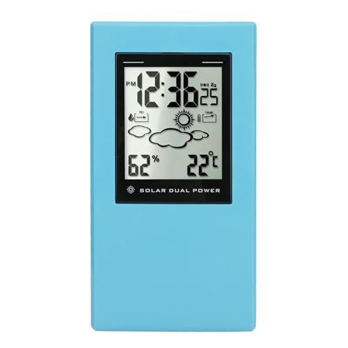 Wetterstation, LCD Display Kleine Digitale Uhr Digitale Uhr mit Temperatur- und Luftfeuchtigkeit Wetterstationen für das Haus der Heimschule (BLUE) von Jonlaki