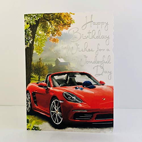 Jonny Javelin Glückwunschkarte zum Geburtstag für einen wunderbaren Tag – Rotes Sportauto von Jonny Javelin