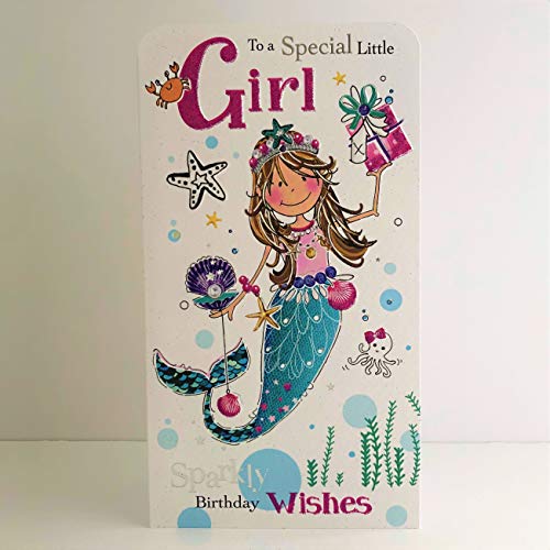 Jonny Javelin Special Little Girl Sparkly Birthday Wishes Card – Girl Mermaid von Jonny Javelin