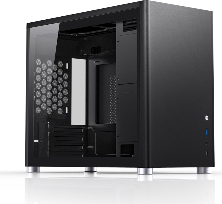 D30 mATX Gehäuse Tempered Glass - schwarz - Gehäuse (D30 black) (geöffnet) von Jonsbo