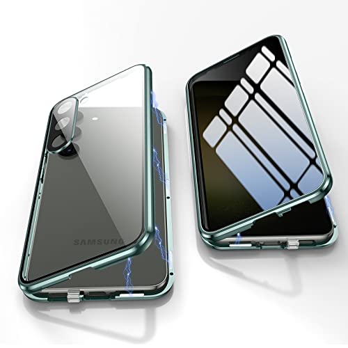 Jonwelsy Anti Peeping Hülle für Samsung Galaxy S23, 360 Grad Schutz Case, Privatsphäre Gehärtetes Glas Anti-Spähen Cover, Stark Magnetische Adsorption Metallrahmen Handyhülle für S23 (Grün) von Jonwelsy