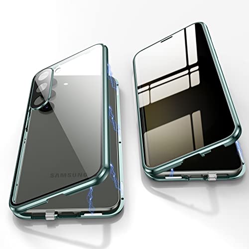 Jonwelsy Anti Peeping Hülle für Samsung Galaxy S23 Plus, 360 Grad Schutz Case, Privatsphäre Gehärtetes Glas Anti-Spähen Cover, Stark Magnetische Adsorption Metallrahmen Handyhülle für S23+ (Grün) von Jonwelsy
