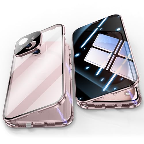 Jonwelsy Anti Peeping Hülle für iPhone 15, 360 Grad Schutz Case, Privatsphäre Gehärtetes Glas Anti-Spähen Cover, Stark Magnetische Adsorption Metallrahmen Handyhülle für iPhone 15 (Violett) von Jonwelsy