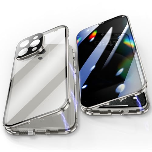Jonwelsy Anti Peeping Hülle für iPhone 15 Pro, 360 Grad Schutz Case, Privatsphäre Gehärtetes Glas Anti-Spähen Cover, Stark Magnetische Adsorption Metallrahmen Handyhülle für iPhone 15 Pro (Silber) Jonwelsy Anti Peeping Hülle für iPhone 15 Pro, 360 Grad Schutz Case, Privatsphäre Gehärtetes Glas Anti-Spähen Cover, Stark Magnetische Adsorption Metallrahmen Handyhülle für iPhone 15 Pro (Silber) von Jonwelsy