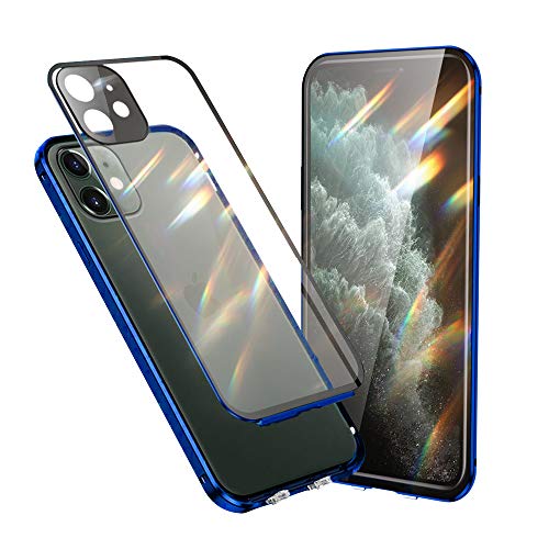 Jonwelsy Hülle Kompatibel mit iPhone 11 (6.1"), 360 Grad Vorne und Hinten Gehärtetes Glas Transparente Case Cover mit Kamera Objektivschutz, Stoßfest Metallrahmen Handyhülle für iPhone 11 (Blau) von Jonwelsy