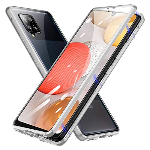Jonwelsy Hülle für Samsung Galaxy A42, Magnetische Adsorption Metall Stoßstange Flip Cover mit 360 Grad Schutz Doppelte Seiten Transparent Gehärtetes Glas Handyhülle für Samsung Galaxy A42 (Silber) Jonwelsy Hülle für Samsung Galaxy A42, Magnetische Adsorption Metall Stoßstange Flip Cover mit 360 Grad Schutz Doppelte Seiten Transparent Gehärtetes Glas Handyhülle für Samsung Galaxy A42 (Silber) von Jonwelsy