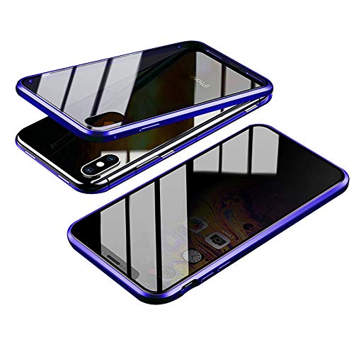 Jonwelsy Schutzhülle für iPhone XS Max (6,5 Zoll), 360 Grad Vorder- und Rückseite, Sichtschutz, gehärtetes Glas, Anti-Peeping Screen, magnetische Adsorption Metall Bumper für iPhone XS Max, blau von Jonwelsy