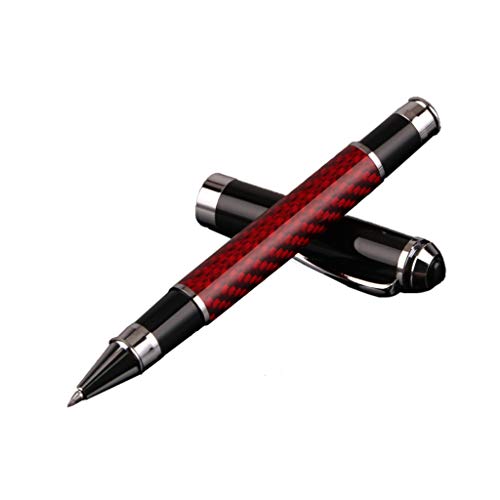 Joocyee Carbon Fiber Signature Gel Kugelschreiber Schwarze Tinte Business Schreibwaren,Rot Carbon Fiber Ausziehbarer Metall Signature Pen,Rot von Joocyee