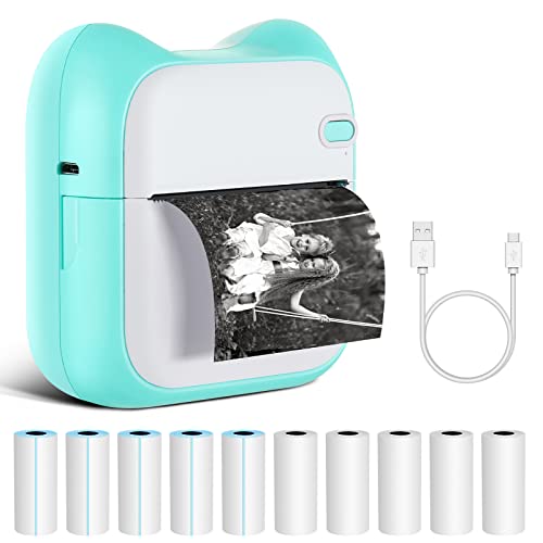 Jooheli Mini Drucker, Tragbarer Mini Fotodrucker für Smartphone, Pocket Thermodrucker mit 11 Rollen Druckerpapier, Klein Handy Sticker Drucker mit Android- und iOS-System, für Journal, Reisen von Jooheli