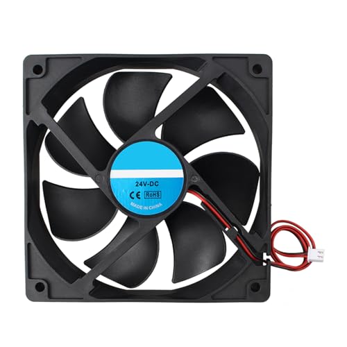 Jopto 12025 Lüfter DC 24V Bürstenloser Kühlkühler Ventilator 120x120x25mm Geräuschloser 2 pin-kühlgebläse für 3D-Drucker PC CPU Computergehäuse Lüfterkühler mit 24cm Kabel von Jopto