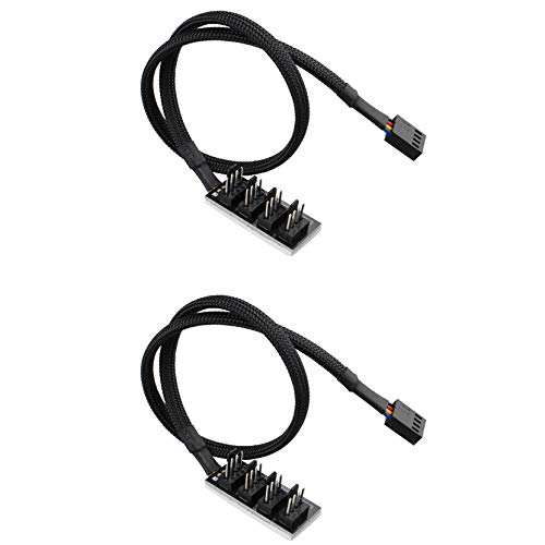 Jopto 2 Stück 4-Pin PWM-Lüfternabe, 4-Pin-Stecker für CPU-Lüfter PC-Lüfter Hub, Computer CPU/Gehäuselüfter-Leistung Multi-Splitter-Anschlusskabeladapter für 12-V-Computer 3-polige 4-polige Lüfter von Jopto