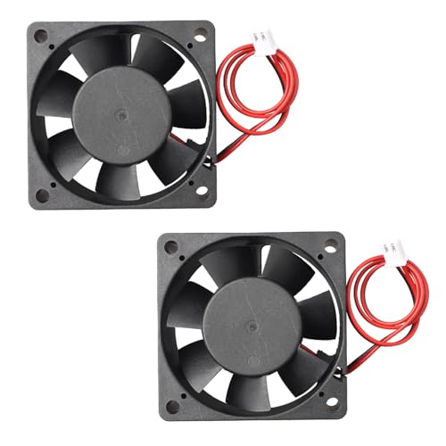 Jopto 2 Stück 6020 Lüfter DC 12V Bürstenloser Kühlkühler Ventilator 60 x 60 x 20 mm Geräuschloser 2 pin-kühlgebläse mit 28cm Kabel für 3D-Drucker PC CPU Computergehäuse Lüfterkühler von Jopto