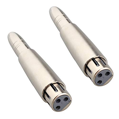 Jopto 2 x 3-polige XLR-Buchse auf 6,35 mm Buchse symmetrische Klinkenbuchse Hochleistungs-Stereo-Audio-Mikrofon Metalladapter Konverter Stecker XLR auf 6,35 mm Adapter Silber für Mikrofon von Jopto