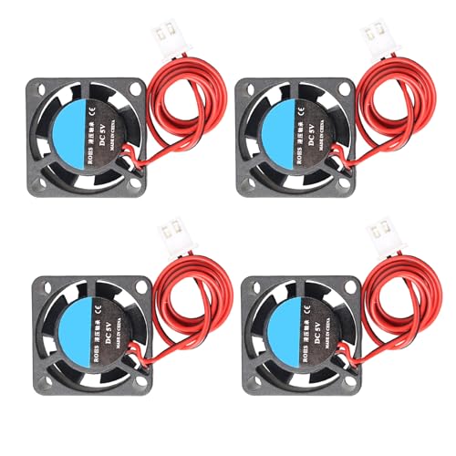 Jopto 4 Stück 2510 Lüfter DC 5V Bürstenloser Kühlkühler Ventilator 25 x 25 x 10 mm Geräuschloser 2 pin-kühlgebläse mit 30cm Kabel für 3D-Drucker PC CPU Computergehäuse Lüfterkühler von Jopto