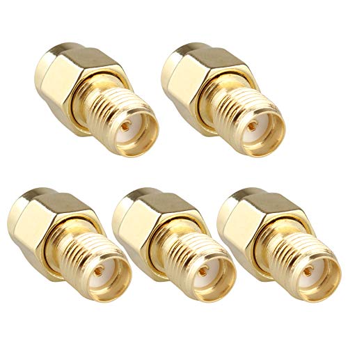 Jopto 5 Stück Koaxial Adapter, SMA Buchse auf RP SMA Buchse, Adapter SMA Buchse auf SMA Buchse, Konverter RP SMA Buchse (kein Pin) auf SMA-Buchse (kein Pin) für Antennenstecker Koaxialstecker von Jopto