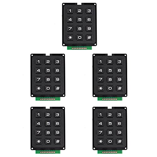 Jopto 5 Stücke 4x3 Matrix Keypad Tastatur 4 x 3 Matrix Array 12 Switch Tastatur Modul 12 Key MCU Membran Switch Keypad Kompatibel mit Arduino und Raspberry Pi von Jopto