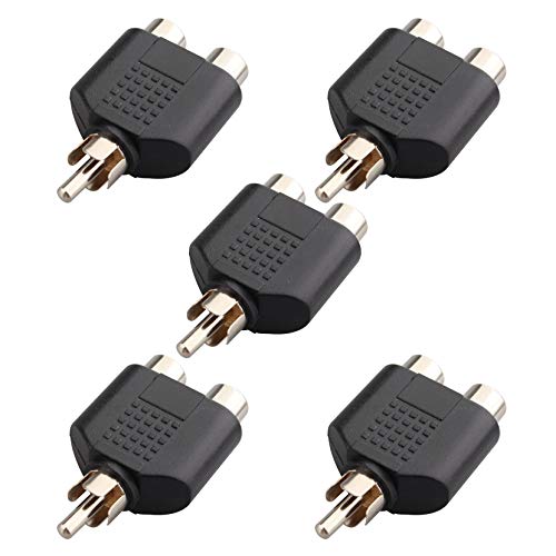 Jopto 5 x RCA 1 Stecker auf 2 Buchsen Adapter RCA Stecker Buchse Phono Stecker Professionelle AV Video Y Splitter Kabel Adapter RCA Konverter für Mikrofon Mixer Audio und Zubehör Kabel von Jopto