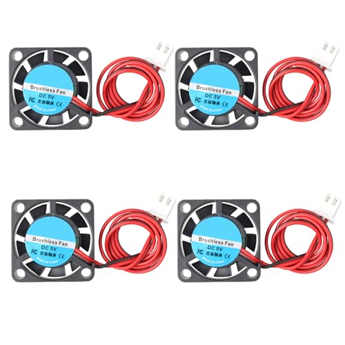 Jopto 4 Stück 2507 Lüfter DC 5V Bürstenloser Kühlkühler Ventilator 25 x 25 x 7 mm Geräuschloser 2 pin-kühlgebläse mit 30cm Kabel für 3D-Drucker PC CPU Computergehäuse Lüfterkühler von Jopto
