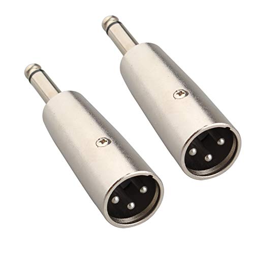 Jopto XLR-Stecker auf 6,35 mm Mono-Klinkenstecker, Audio-Adapter, XLR-Stecker auf 6,35 mm Stecker, TRS-Adapter, XLR-M auf 6,35 mm Koppler, Mikrofonstecker, Audio-Stecker, Mikrofonstecker, 2 Stück von Jopto