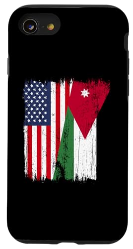 Amerika, Jordanien, halbe Flagge, amerikanische jordanische Wurzeln Hülle für iPhone SE (2020) / 7 / 8 von Jordan Flag Designs Proud Jordanian Roots