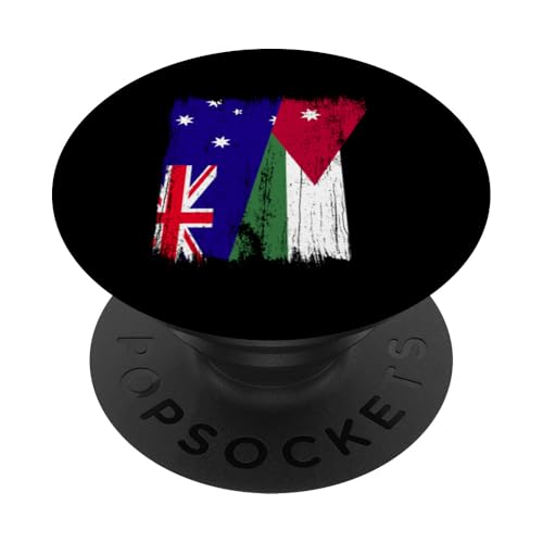 Australien, Jordanien, halbe Flagge, australische jordanische Wurzeln PopSockets Klebender PopGrip von Jordan Flag Designs Proud Jordanian Roots
