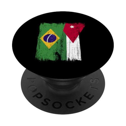Brasilien, Jordanien, halbe Flagge, brasilianische jordanische Wurzeln PopSockets Klebender PopGrip Brasilien, Jordanien, halbe Flagge, brasilianische jordanische Wurzeln PopSockets Klebender PopGrip von Jordan Flag Designs Proud Jordanian Roots