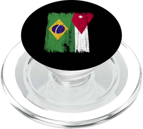 Brasilien, Jordanien, halbe Flagge, brasilianische jordanische Wurzeln PopSockets PopGrip für MagSafe Brasilien, Jordanien, halbe Flagge, brasilianische jordanische Wurzeln PopSockets PopGrip für MagSafe von Jordan Flag Designs Proud Jordanian Roots