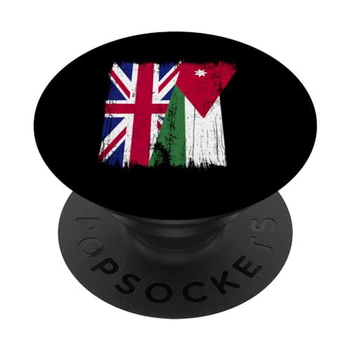 Britische Jordanien, halbe Flagge, britische jordanische Wurzeln PopSockets Klebender PopGrip Britische Jordanien, halbe Flagge, britische jordanische Wurzeln PopSockets Klebender PopGrip von Jordan Flag Designs Proud Jordanian Roots