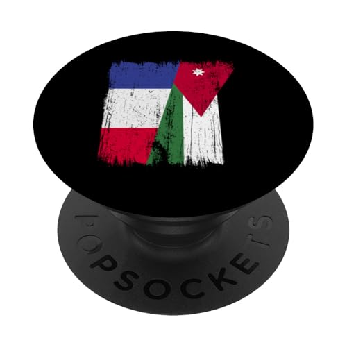 Frankreich, Jordanien, halbe Flagge, französische jordanische Wurzeln PopSockets Klebender PopGrip Frankreich, Jordanien, halbe Flagge, französische jordanische Wurzeln PopSockets Klebender PopGrip von Jordan Flag Designs Proud Jordanian Roots