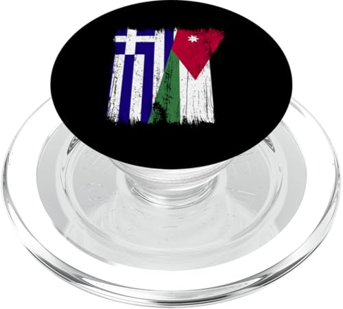 Griechenland Jordanien Halbflagge Griechische Jordanische Wurzeln PopSockets PopGrip für MagSafe von Jordan Flag Designs Proud Jordanian Roots